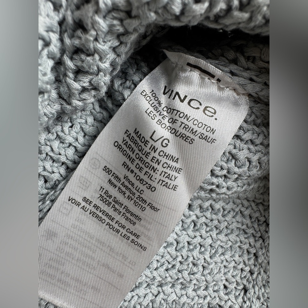 New Vince Tank Top Large Crossover Ribbed Cotton Sweater Gray‎ Fog Knit Side Tie - Picture 11 of 13
